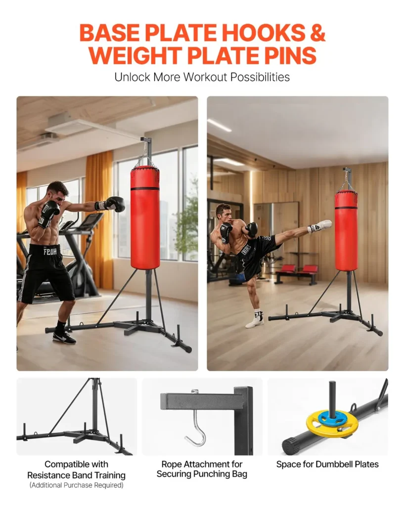 VEVOR Punching Bag Stand, Steel Heavy Duty Workout Training Equipment, Adjustable Height Boxing Punching Stand