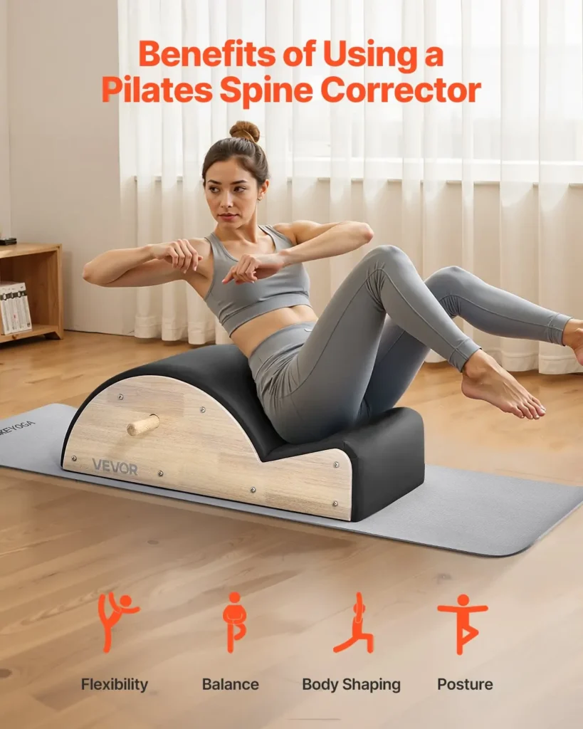 VEVOR Pilates Spine Corrector, Home Gym Yoga Pilates Accessory, Rubber Wood Fitness Training Tool, Arc Fitness