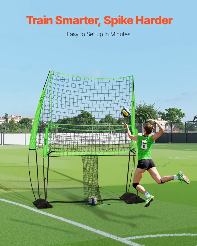 VEVOR Volleyball Training Net System, Freely Height-Adjustable Practice Equipment with Ball Return, 8x11ft