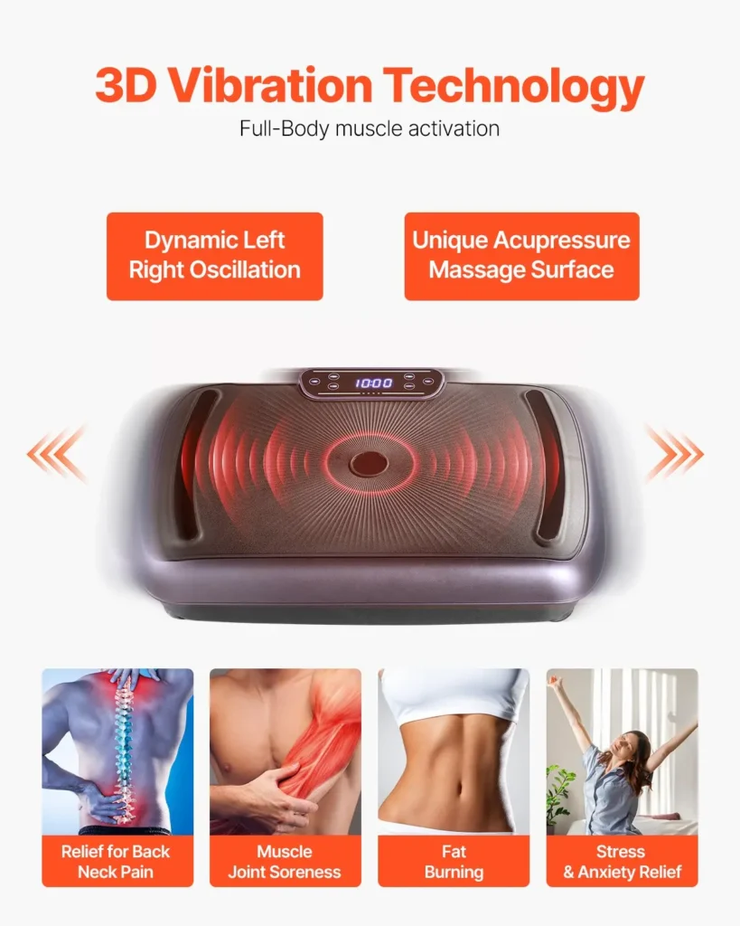 VEVOR Vibration Plate Exercise Machine, Full Body Vibrating Platform for and , Home