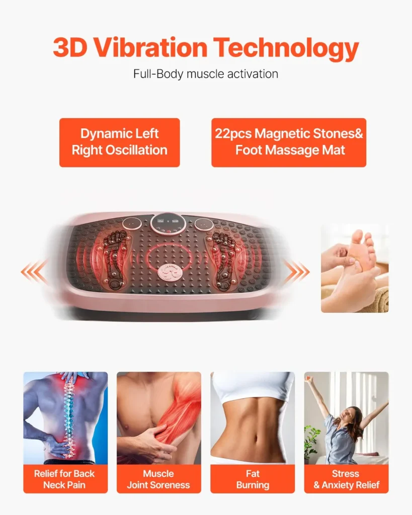 VEVOR Vibration Plate Exercise Machine, Whole Body Shaker with Magnetic Acupoints for and