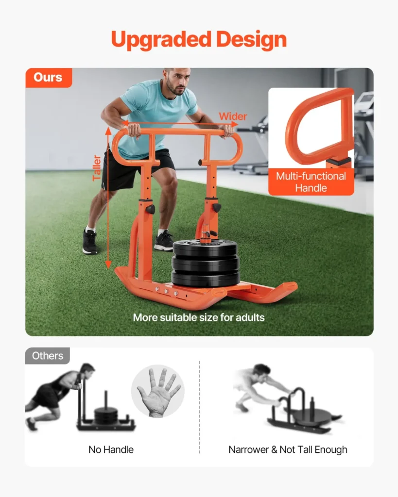 VEVOR Weight Sled, Steel Power Sled, Fitness Training Sleds for Athletic Exercise Speed Improvement, Workout