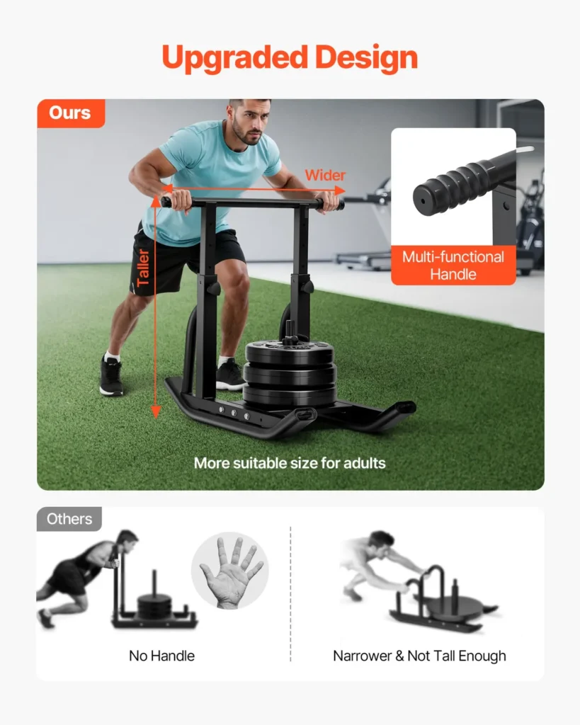 VEVOR Weight Sled, Steel Power Sled, Fitness Training Sleds for Athletic Exercise Speed Improvement, Workout