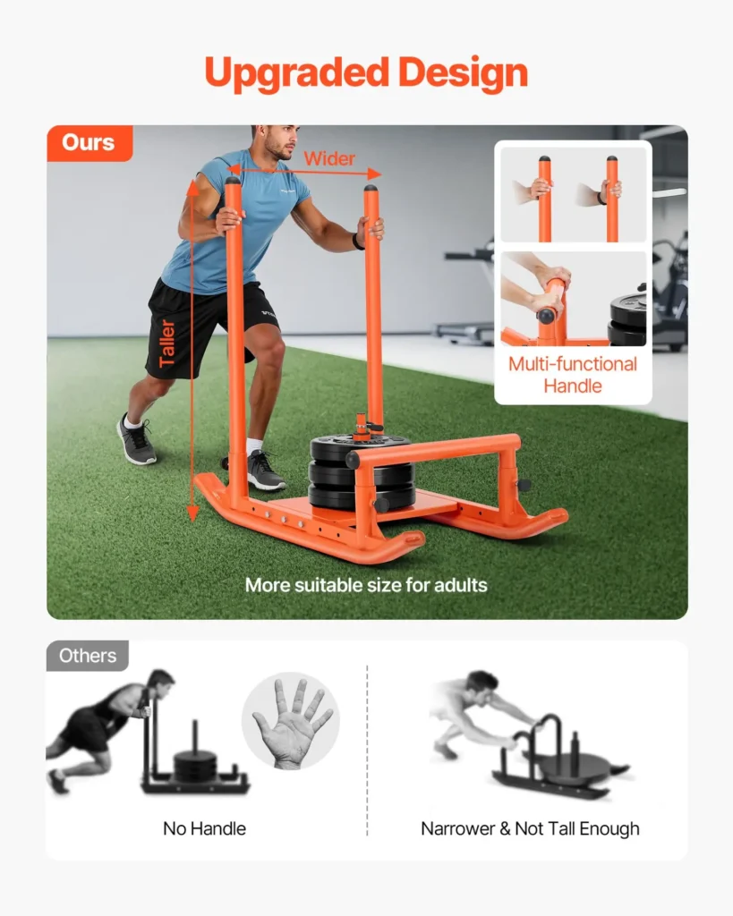VEVOR Weight Sled, Steel Power Sled, Fitness Strength Training Sleds for Athletic Exercise Speed Improvement