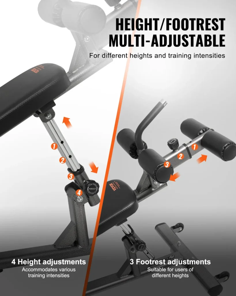 VEVOR Sit Up Bench, Decline Ab Bench with Reverse Crunch Handle, with 4 Adjustable Height Settings, Heavy Duty
