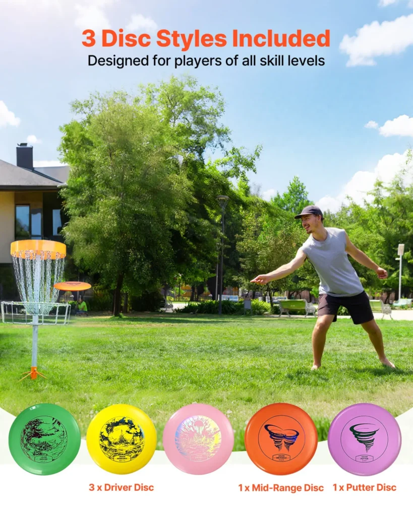 VEVOR Disc Golf Set, 5 PCS Beginners Flying Discs, Disc Golf Starter Set for Full-Body Strength Training, with