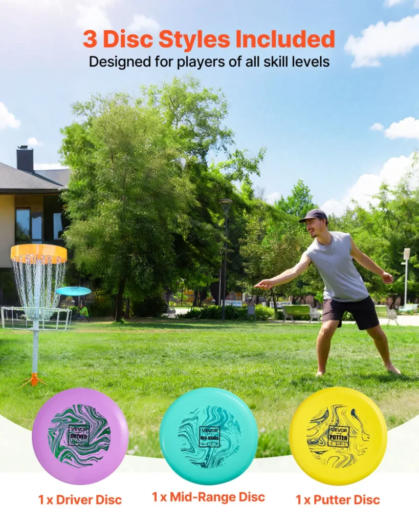 VEVOR Disc Golf Set, 3 Pack Disc Golf Starter Set, Beginners Flying Discs for Full-Body Strength Training, with