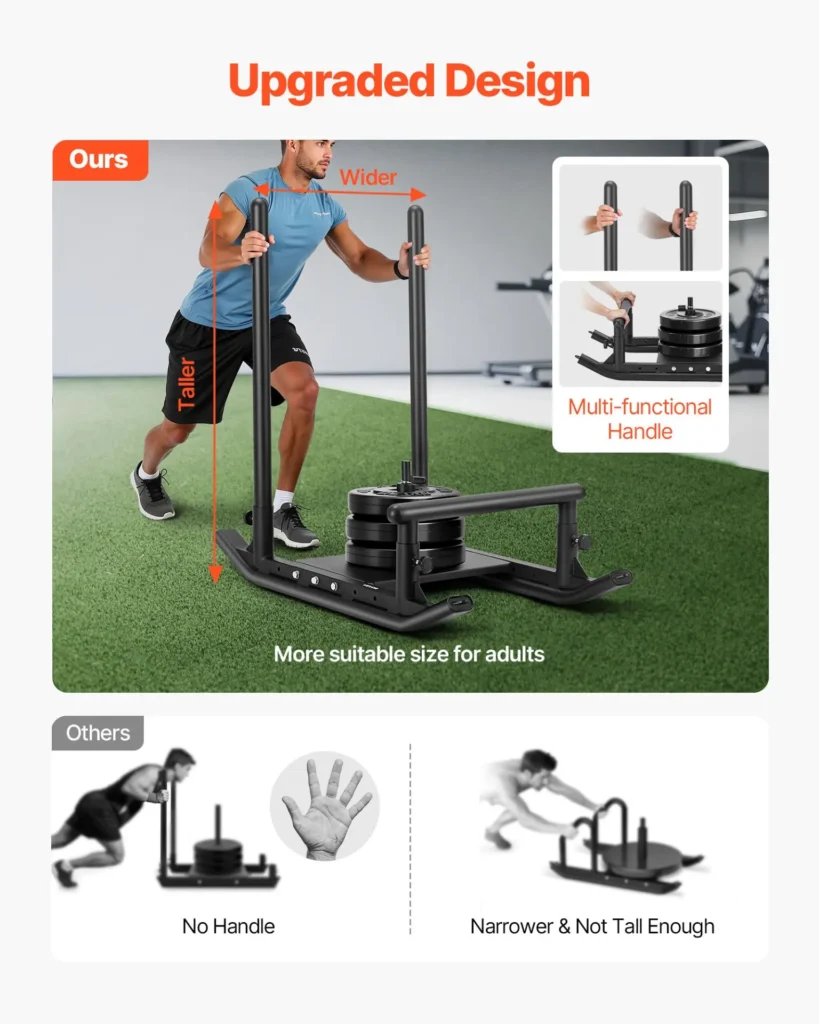 VEVOR Weight Sled, Steel Power Sled, Fitness Strength Training Sleds for Athletic Exercise Speed Improvement