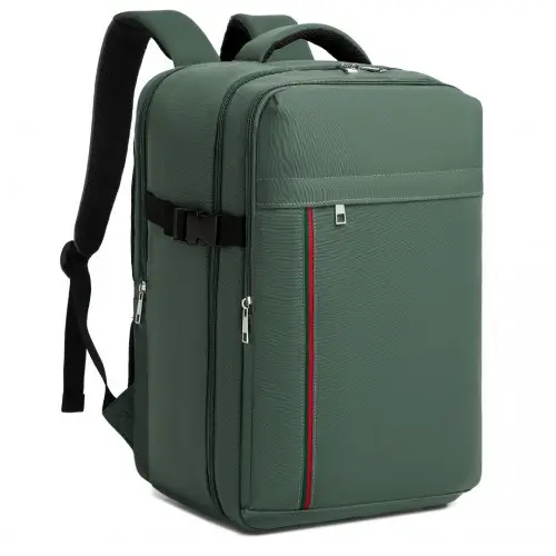 BPK2504 - Kono 20L Cabin Backpack with Red Trim for 15.6 Laptop Water-Resistant Travel Daypack with Luggage Strap - Green